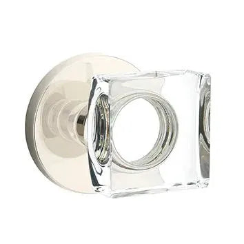 Emtek Modern Square Glass Door Knob with Disk Rose by Emtek