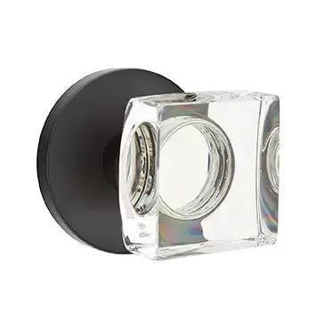 Emtek Modern Square Glass Door Knob with Disk Rose by Emtek