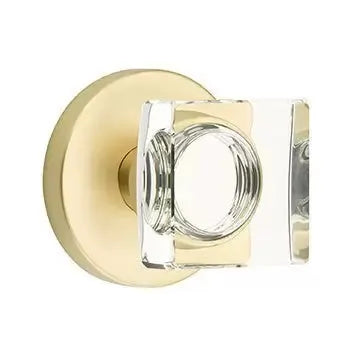 Emtek Modern Square Glass Door Knob with Disk Rose by Emtek