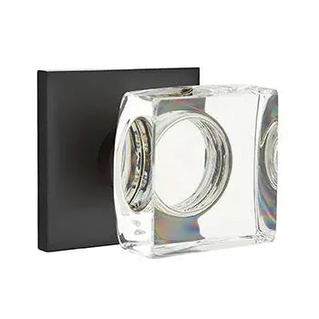 Emtek Modern Square Glass Door Knob with Square Rose by Emtek