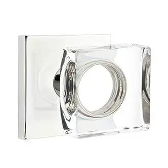 Emtek Modern Square Glass Door Knob with Square Rose by Emtek