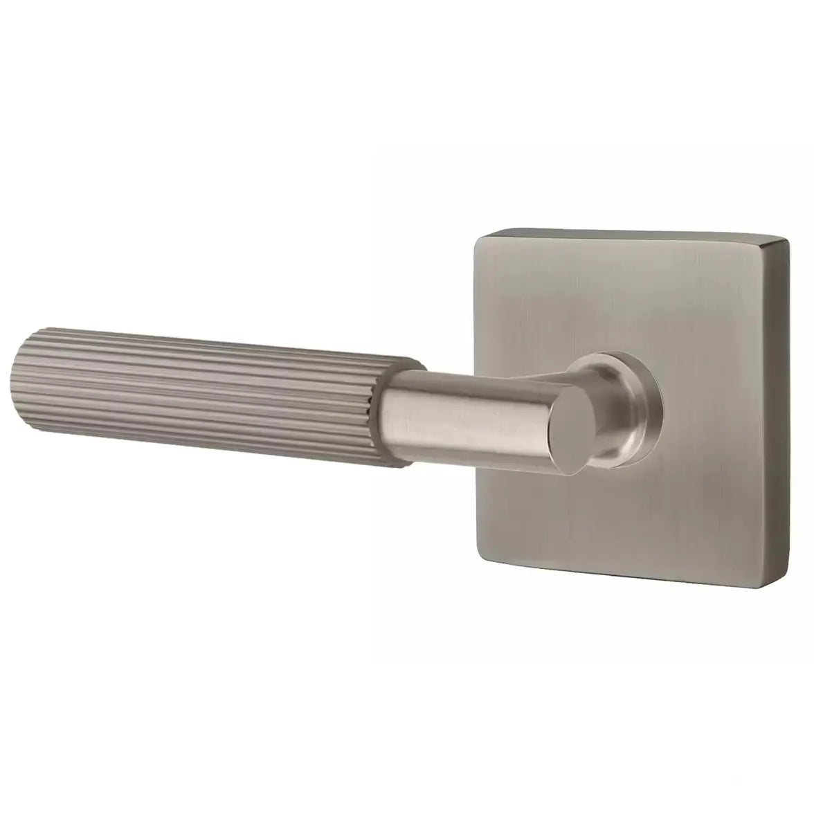 Emtek Straight Knurled Lever with T-Bar Stem and Square Rose by Emtek