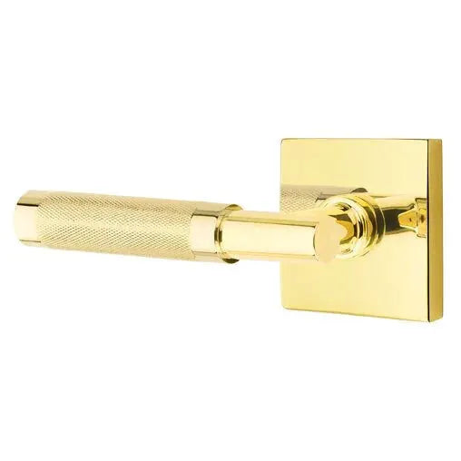 Emtek Knurled Lever with T-Bar Stem and Square Rose by Emtek