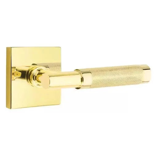 Emtek Knurled Lever with T-Bar Stem and Square Rose by Emtek