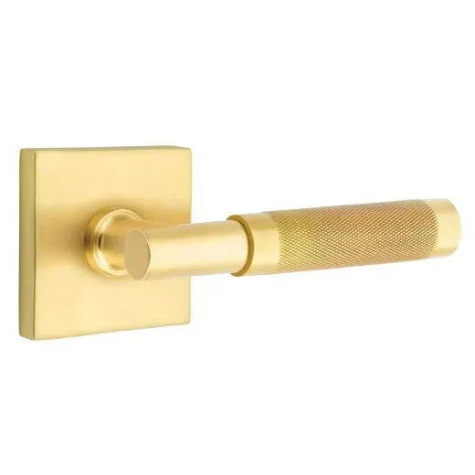 Emtek Knurled Lever with T-Bar Stem and Square Rose by Emtek