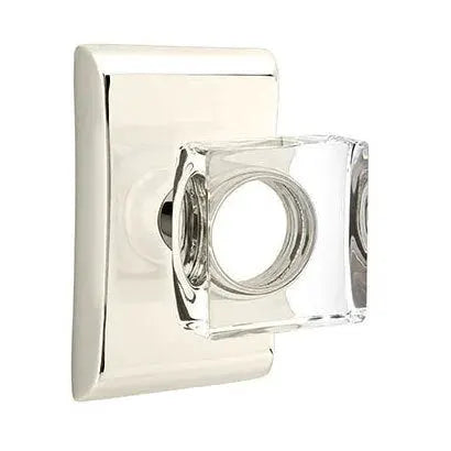 Emtek Modern Square Glass Door Knob with Neos Rose by Emtek
