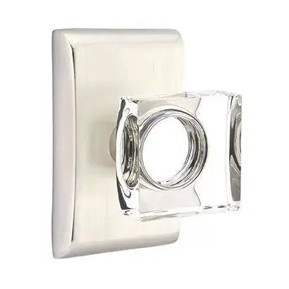 Emtek Modern Square Glass Door Knob with Neos Rose by Emtek