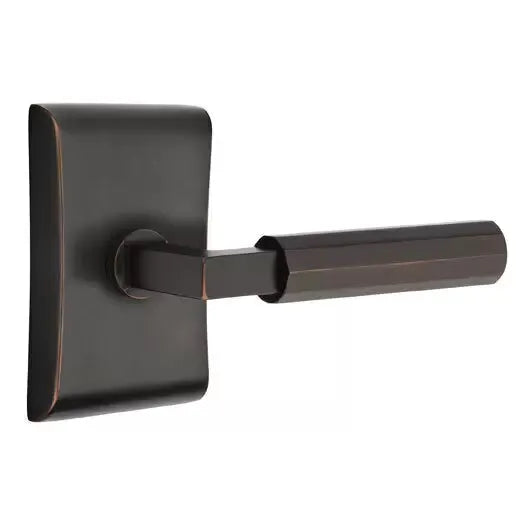 Emtek Faceted Lever with L-Square Stem and Neos Rose by Emtek
