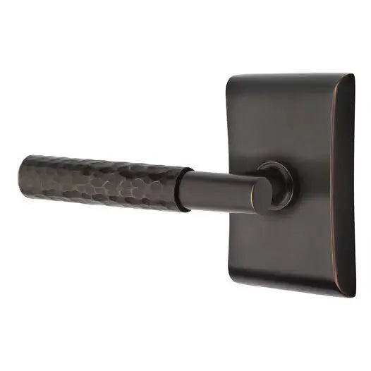 Emtek Hammered Lever with T-Bar Stem and Neos Rose by Emtek