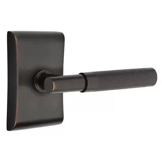 Emtek Knurled Lever with T-Bar Stem and Neos Rose by Emtek