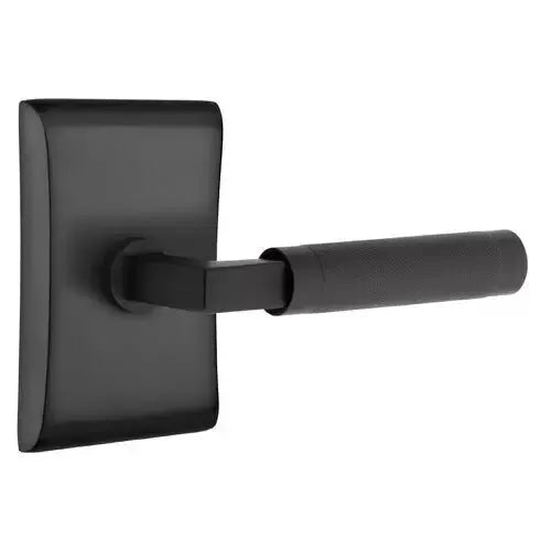 Emtek Knurled Lever with L-Square Stem and Neos Rose by Emtek