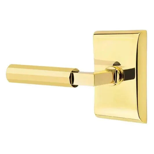 Emtek Faceted Lever with L-Square Stem and Neos Rose by Emtek