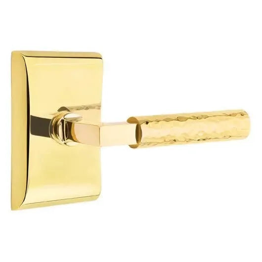 Emtek Hammered Lever with L-Square Stem and Neos Rose by Emtek