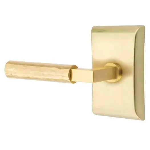 Emtek Hammered Lever with L-Square Stem and Neos Rose by Emtek