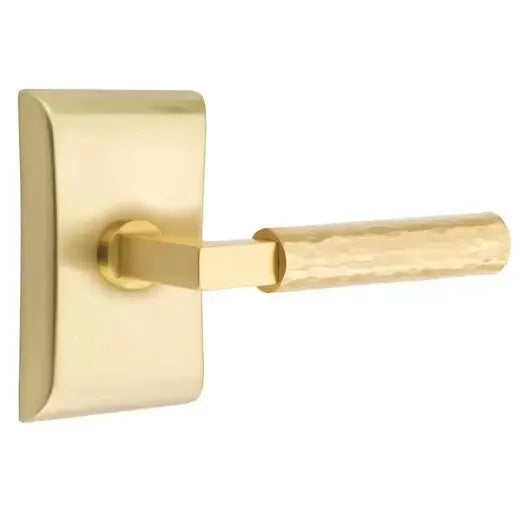 Emtek Hammered Lever with L-Square Stem and Neos Rose by Emtek