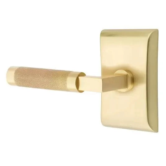 Emtek Knurled Lever with L-Square Stem and Neos Rose by Emtek