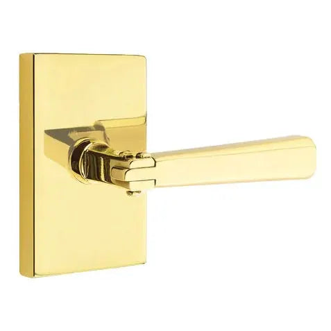 Emtek Arts and Crafts Door Lever with Modern Rectangular Rose by Emtek