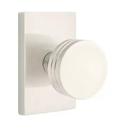 Emtek Bern Door Knob with Modern Rectangular Rose by Emtek