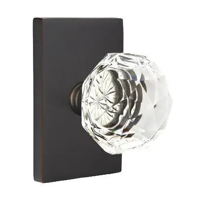Emtek Diamond Door Knob with Modern Rectangular Rose by Emtek