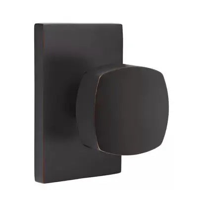 Emtek Freestone Door Knob with Modern Rectangular Rose by Emtek