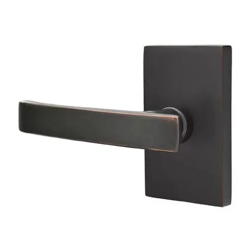 Emtek Geneva Door Lever with Modern Rectangular Rose by Emtek