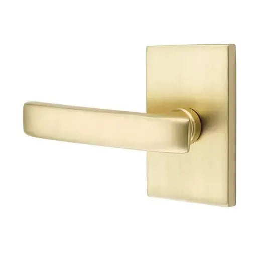 Emtek Geneva Door Lever with Modern Rectangular Rose by Emtek
