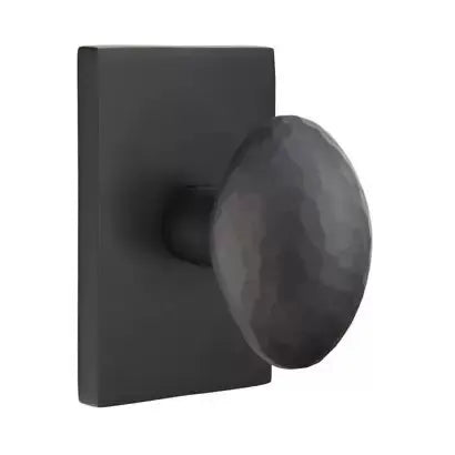 Emtek Hammered Egg Door Knob and Modern Rectangular Rose by Emtek