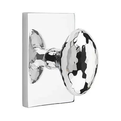 Emtek Hammered Egg Door Knob and Modern Rectangular Rose by Emtek