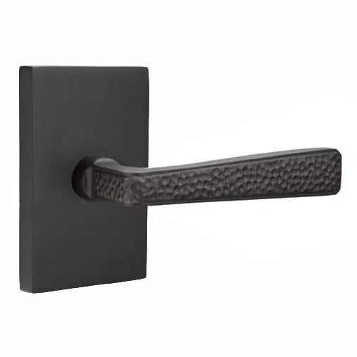 Emtek Hammered Door Lever with Modern Rectangular Rose by Emtek