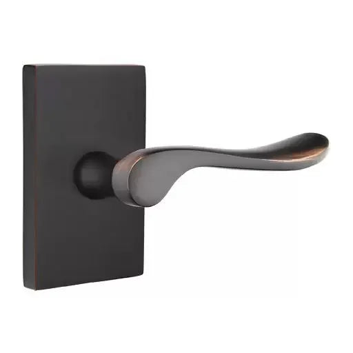 Emtek Luzern Door Lever with Modern Rectangular Rose by Emtek