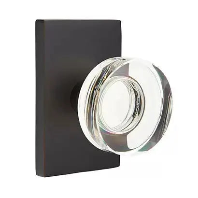 Emtek Modern Disc Glass Door Knob with Modern Rectangular Rose by Emtek