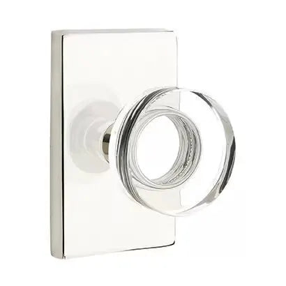 Emtek Modern Disc Glass Door Knob with Modern Rectangular Rose by Emtek