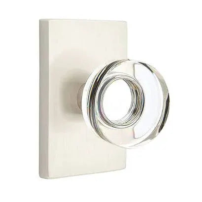 Emtek Modern Disc Glass Door Knob with Modern Rectangular Rose by Emtek