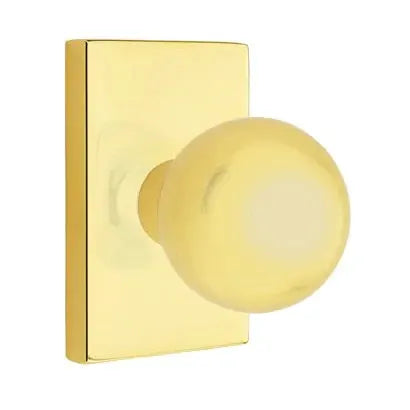 Emtek Orb Door Knob and Modern Rectangular Rose by Emtek