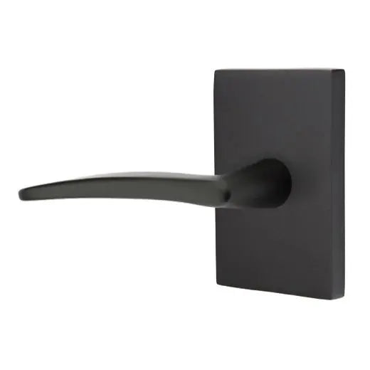 Emtek Poseidon Door Lever with Modern Rectangular Rose by Emtek