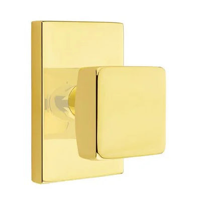 Emtek Square Door Knob with Modern Rectangular Rose