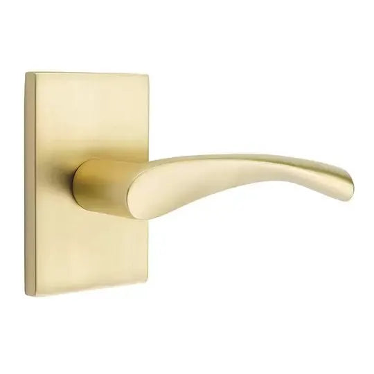 Emtek Triton Door Lever with Modern Rectangular Rose by Emtek