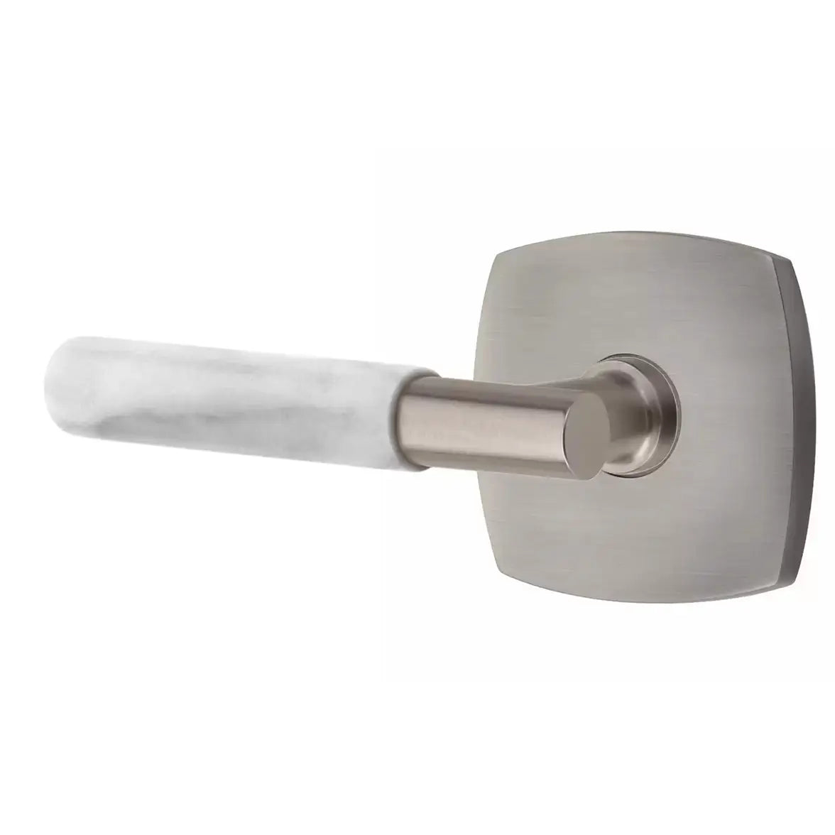 Emtek White Marble Lever with T-Bar Stem and Urban Modern Rose by Emtek