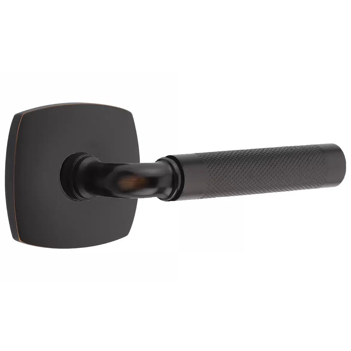 Emtek Knurled Lever with R-Bar Stem and Urban Modern Rose by Emtek