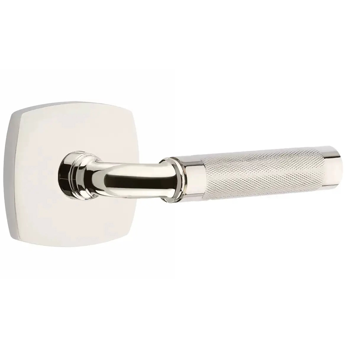 Emtek Knurled Lever with R-Bar Stem and Urban Modern Rose by Emtek