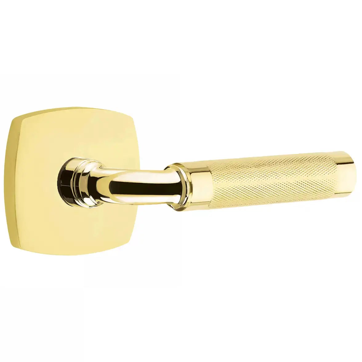 Emtek Knurled Lever with R-Bar Stem and Urban Modern Rose by Emtek