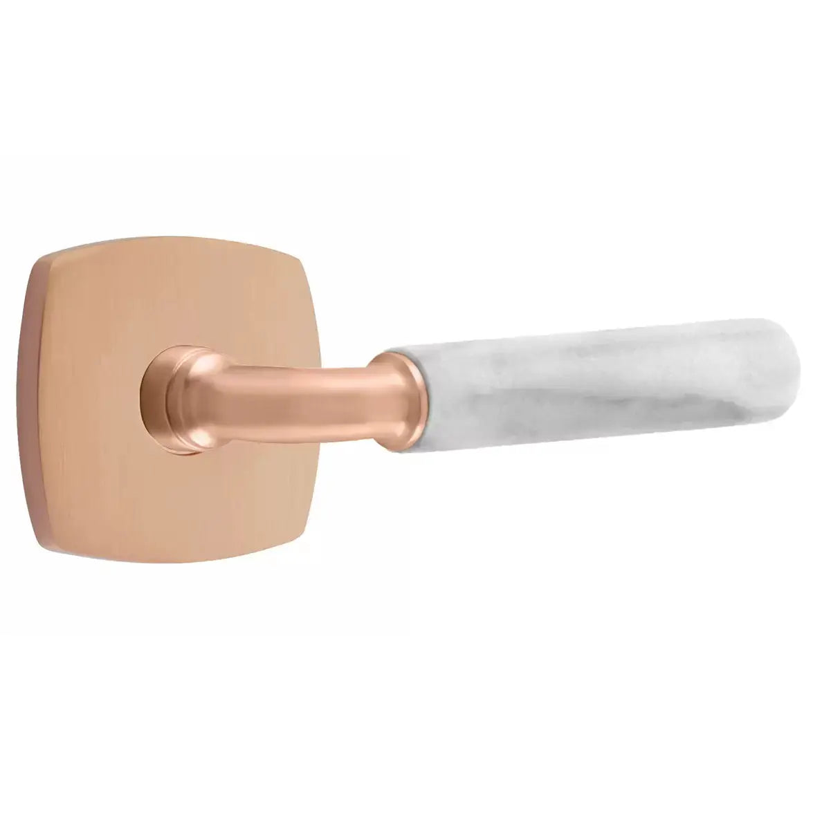 Emtek White Marble Lever with R-Bar Stem and Urban Modern Rose by Emtek