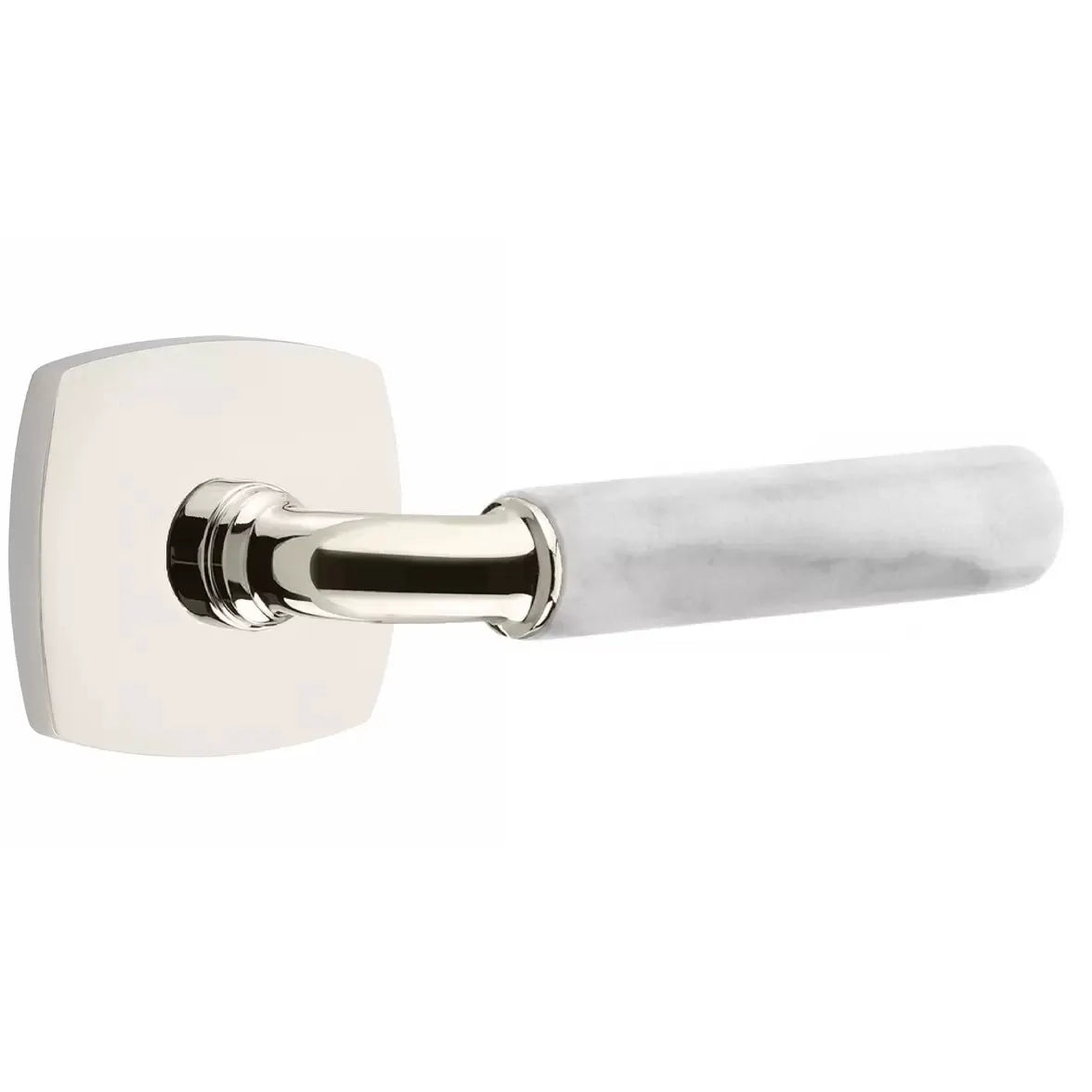 Emtek White Marble Lever with R-Bar Stem and Urban Modern Rose by Emtek
