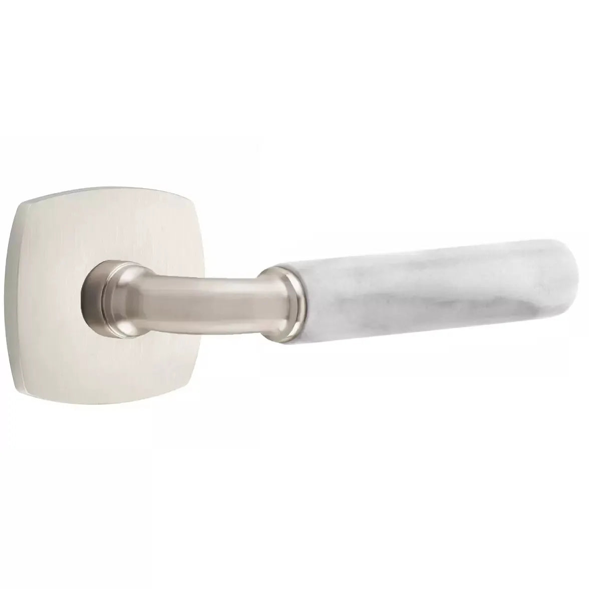 Emtek White Marble Lever with R-Bar Stem and Urban Modern Rose by Emtek