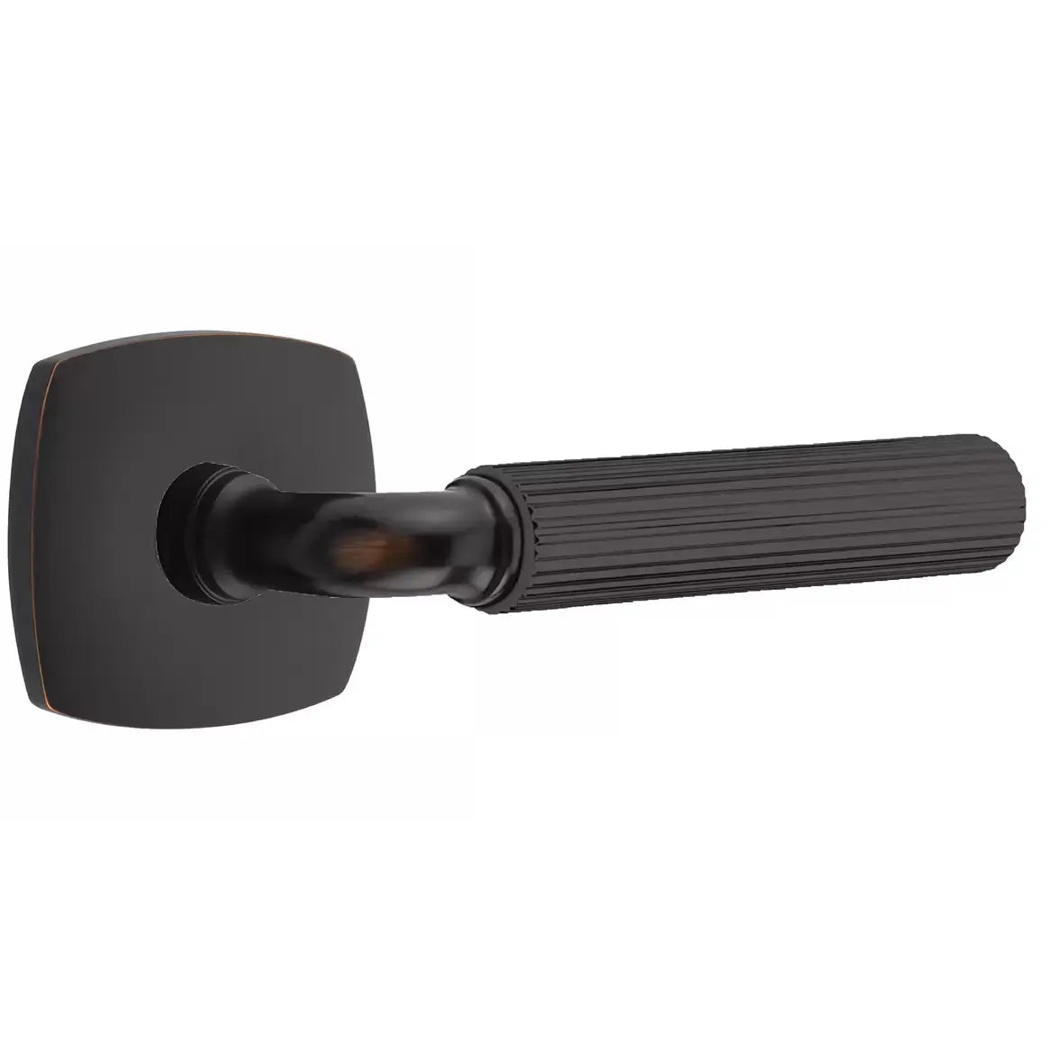 Emtek Straight Knurled Lever with R-Bar Stem and Urban Modern Rose by Emtek