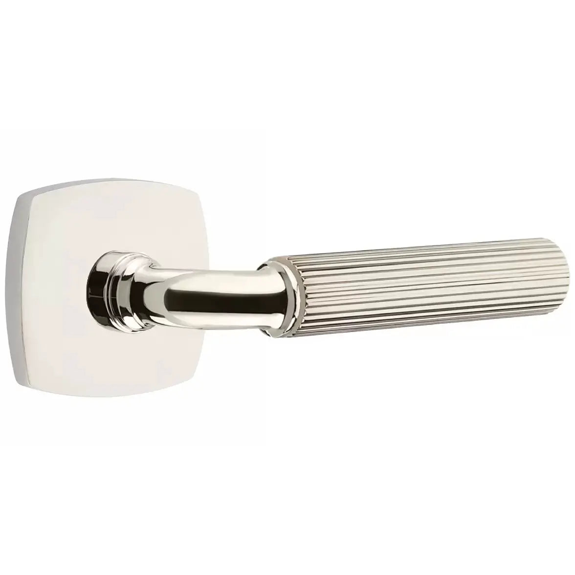 Emtek Straight Knurled Lever with R-Bar Stem and Urban Modern Rose by Emtek