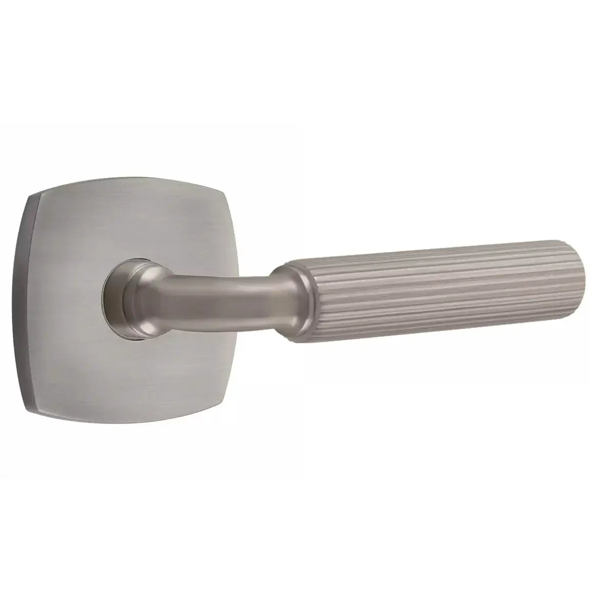 Emtek Straight Knurled Lever with R-Bar Stem and Urban Modern Rose by Emtek