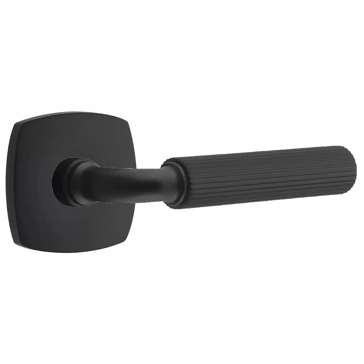 Emtek Straight Knurled Lever with R-Bar Stem and Urban Modern Rose by Emtek