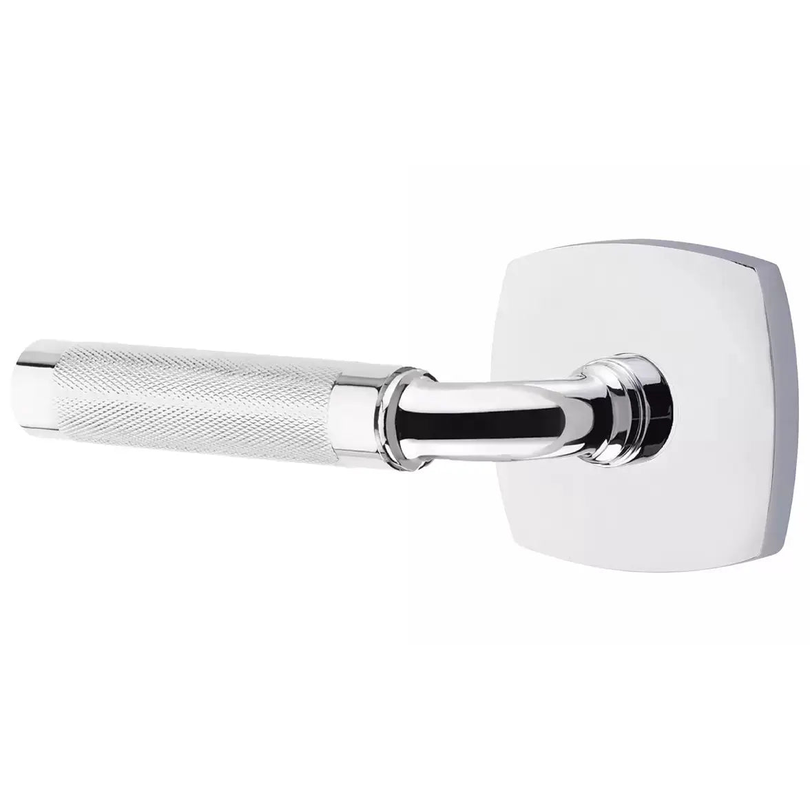 Emtek Knurled Lever with R-Bar Stem and Urban Modern Rose by Emtek