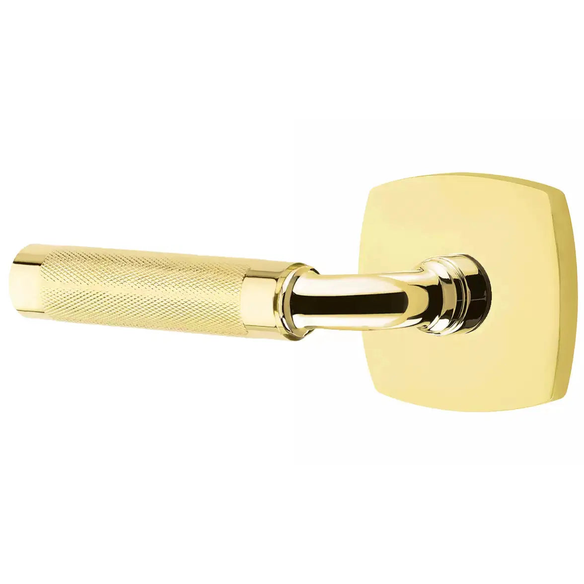 Emtek Knurled Lever with R-Bar Stem and Urban Modern Rose by Emtek